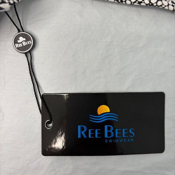 REE BEES Bikini Top Sz Med Black White Pebble Wide Straps Push Up NWT Underwire - Picture 6 of 9